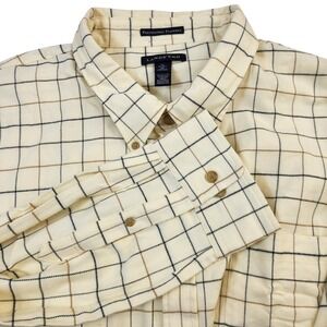 Lands End Mens 4XL Yellow Plaid Portuguese Flannel Button Down Shirt NWOT Top
